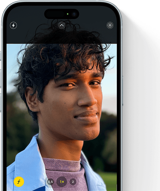Ein iPhone 15 zeigt den Porträtmodus für Fotos