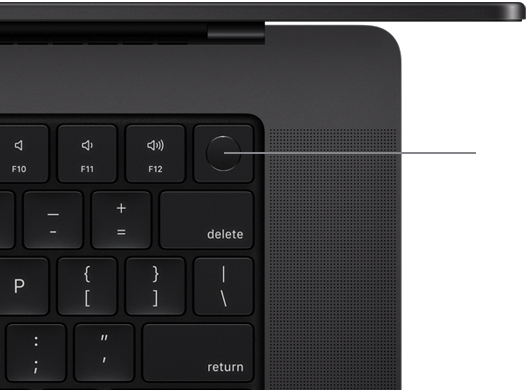 Draufsicht auf die MacBook Pro Tastatur mit Touch ID
